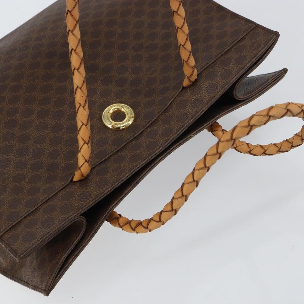CELINE Macadam Canvas Hand Bag PVC Leather Brown Gold Auth 161051 - Picture 6 of 16